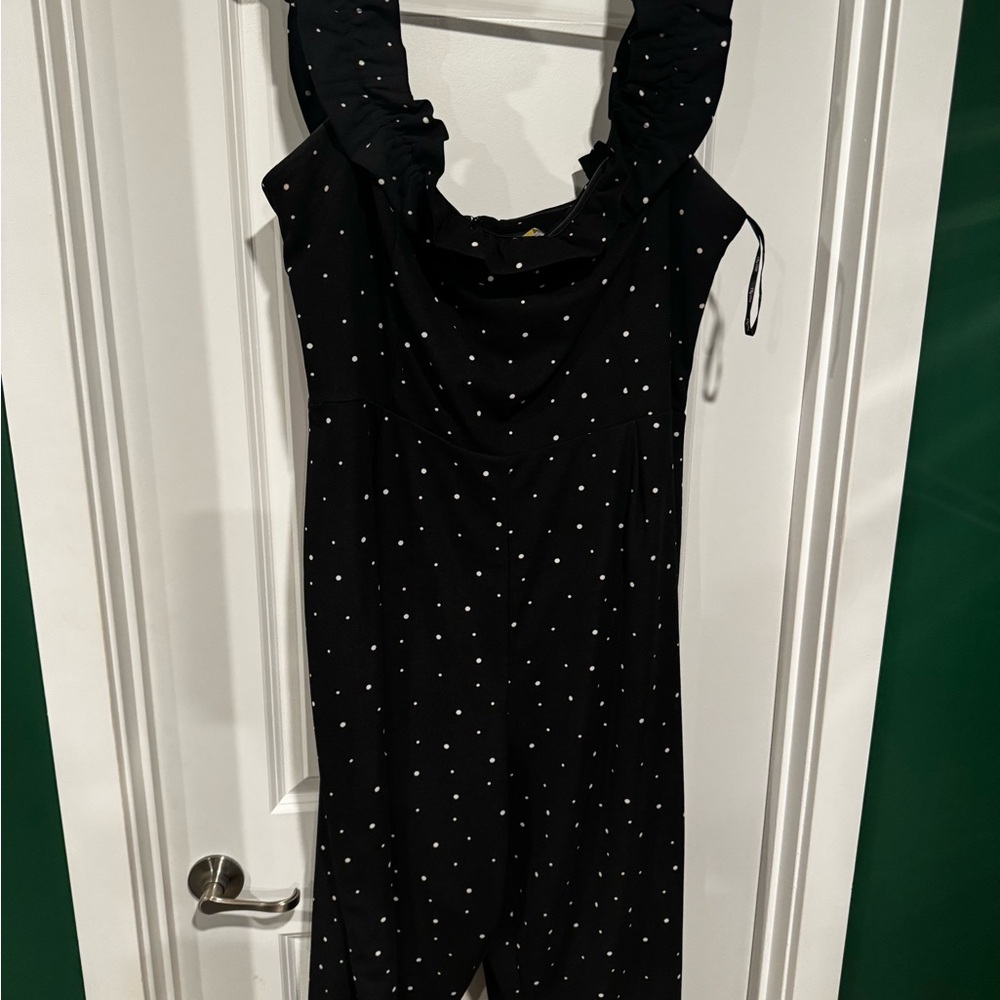 City Chic Black and White Polka Dot Jumpsuit